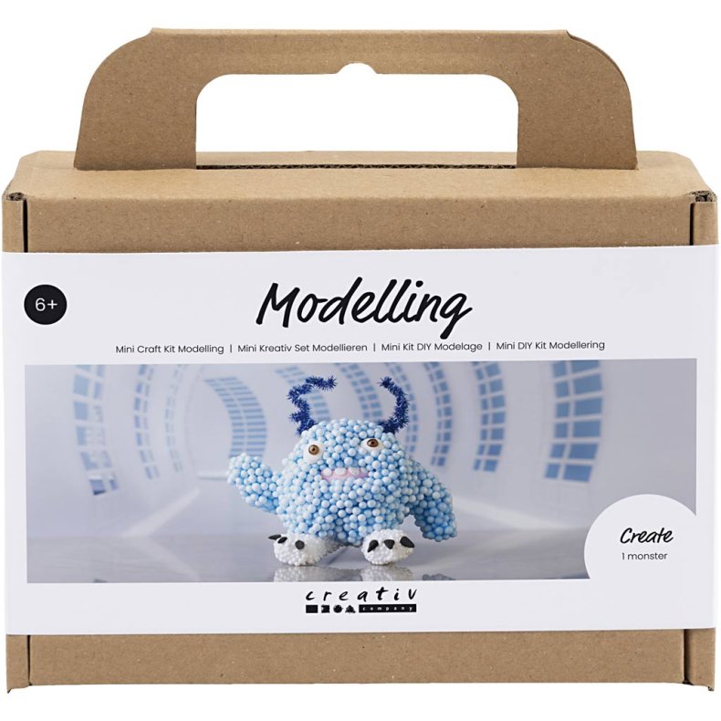 Mini DIY Kit Modellering, Monster Bobby, lys bl&aring;, 1 pk.