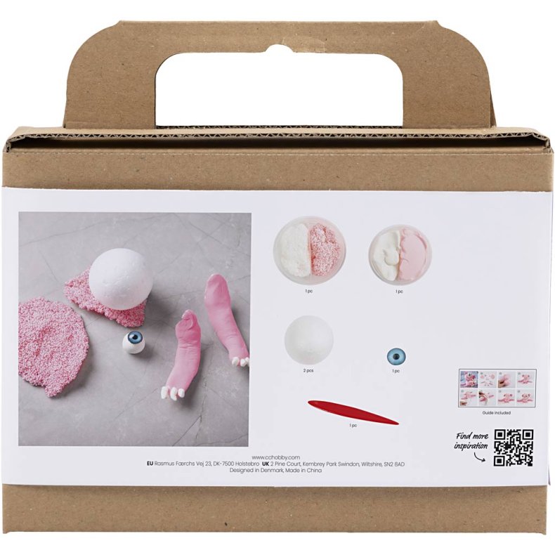 Mini DIY Kit Modellering, Monster Sally, lys pink, 1 pk.