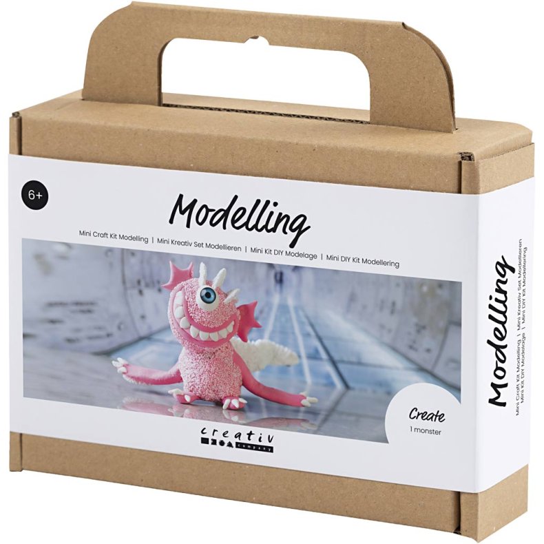 Mini DIY Kit Modellering, Monster Sally, lys pink, 1 pk.