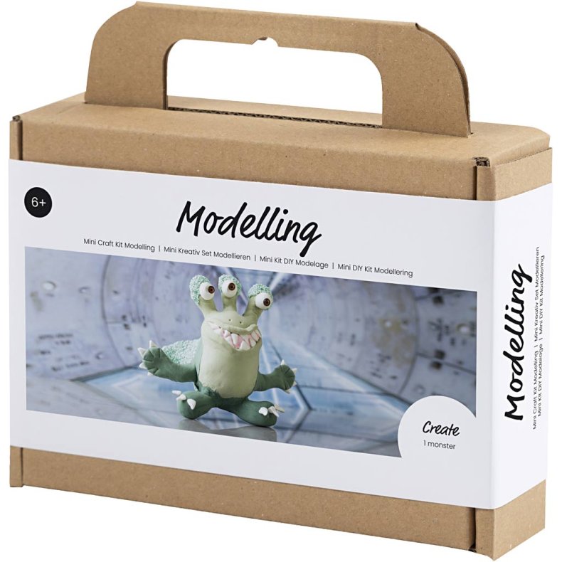 Mini DIY Kit Modellering, Monster Lulu, lys gr&oslash;n, m&oslash;rk gr&oslash;n, 1 pk.