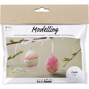 Mini DIY Kit Modellering, Perleæg, pastelfarver, 1 pk.