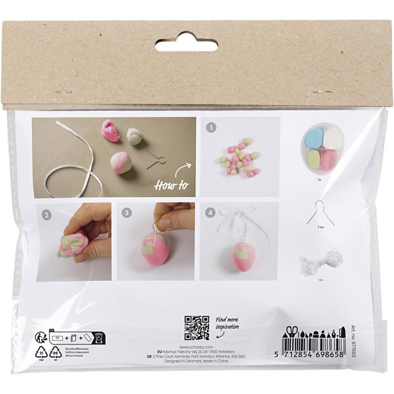 Mini DIY Kit Modellering, Marmorerede &aelig;g, 1 pk.