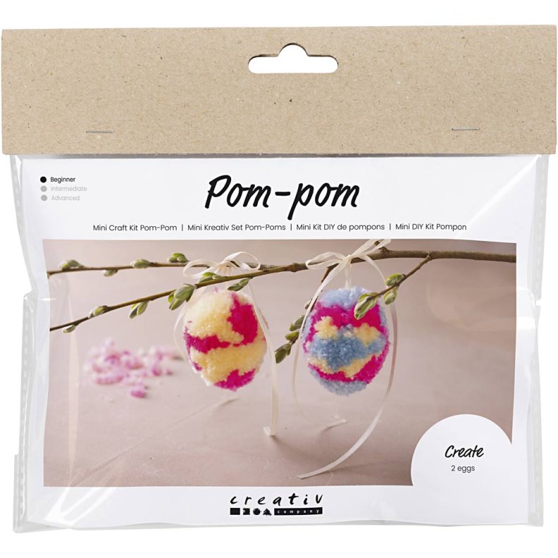 Mini DIY Kit Pompon, &AElig;g, colorful, 1 pk.