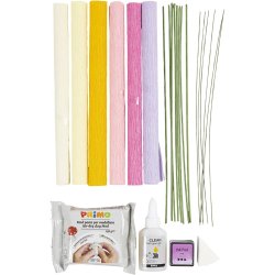 DIY Kit Crepepapir, Blomst, pastelfarver, 1 pk.