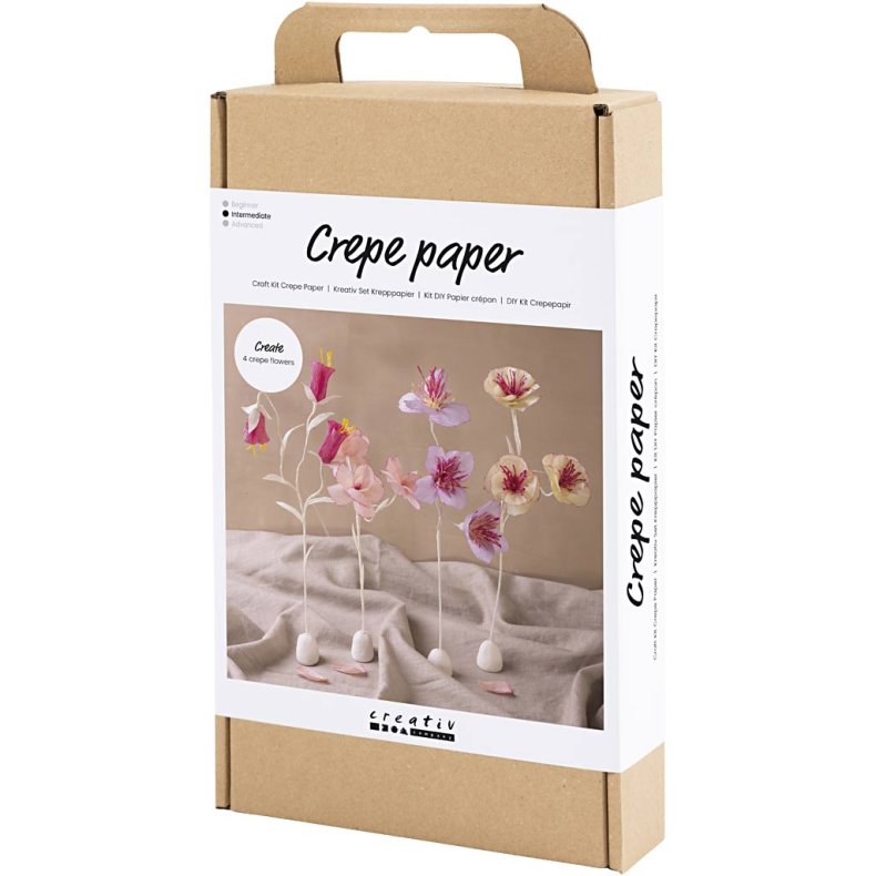 DIY Kit Crepepapir, Blomst, pastelfarver, 1 pk.