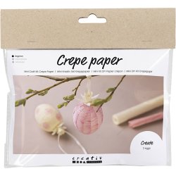 Mini DIY Kit Crepepapir, &AElig;g, lys pink, lys gul, 1 pk.