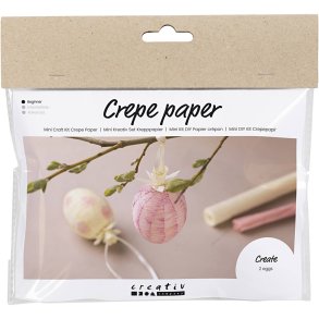 Mini DIY Kit Crepepapir, &AElig;g, lys pink, lys gul, 1 pk.