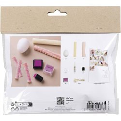 Mini DIY Kit Crepepapir, &AElig;g, lys pink, lys gul, 1 pk.