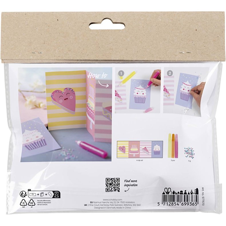 Mini DIY Kit Dekoration, Kager, pastelpink, pastellilla, pastelgul, 1 pk.