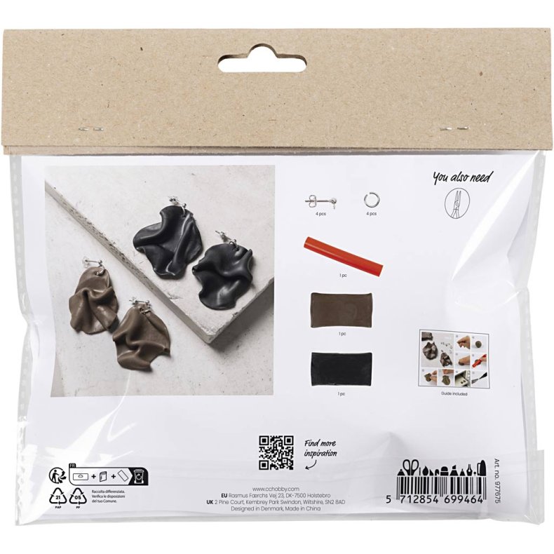 Mini DIY Kit Smykker, Foldede &oslash;reringe, 1 pk.