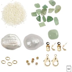 Mini DIY Kit Smykker, Aventurin, halsk&aelig;de og -armb&aring;nd, 1 pk.