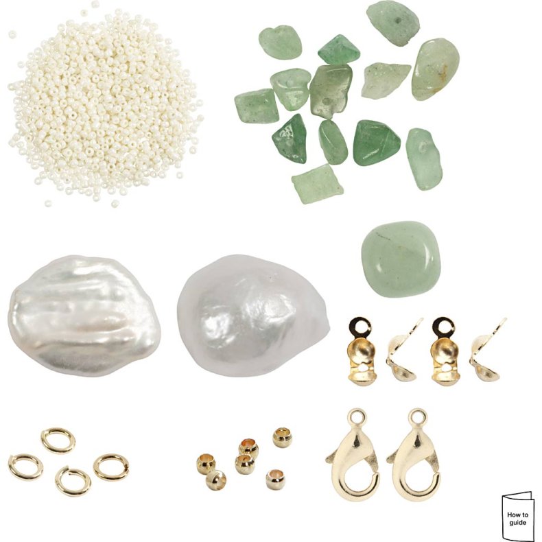 Mini DIY Kit Smykker, Aventurin, halsk&aelig;de og -armb&aring;nd, 1 pk.