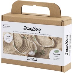 Mini DIY Kit Smykker, Aventurin, halsk&aelig;de og -armb&aring;nd, 1 pk.