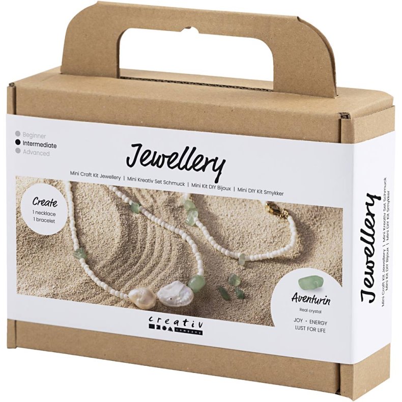 Mini DIY Kit Smykker, Aventurin, halsk&aelig;de og -armb&aring;nd, 1 pk.