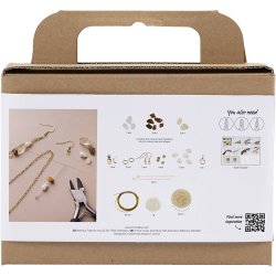 Mini DIY Kit Smykker, Krystalhalsk&aelig;de og -&oslash;reringe, 1 pk.
