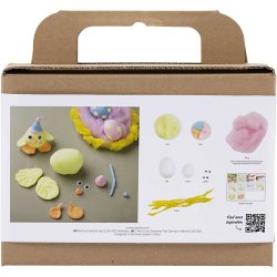 Mini DIY Kit Modellering, P&aring;skefamilie, lys bl&aring;, orange, pastelpink, lys gul, 1 pk.