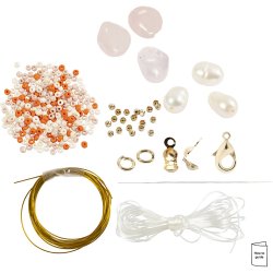 Mini DIY Kit Smykker, Rosakvartshalsk&aelig;de og -armb&aring;nd, 1 pk.