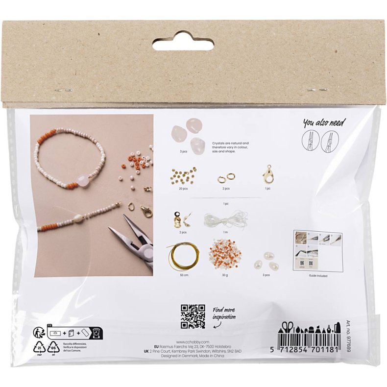 Mini DIY Kit Smykker, Rosakvartshalsk&aelig;de og -armb&aring;nd, 1 pk.
