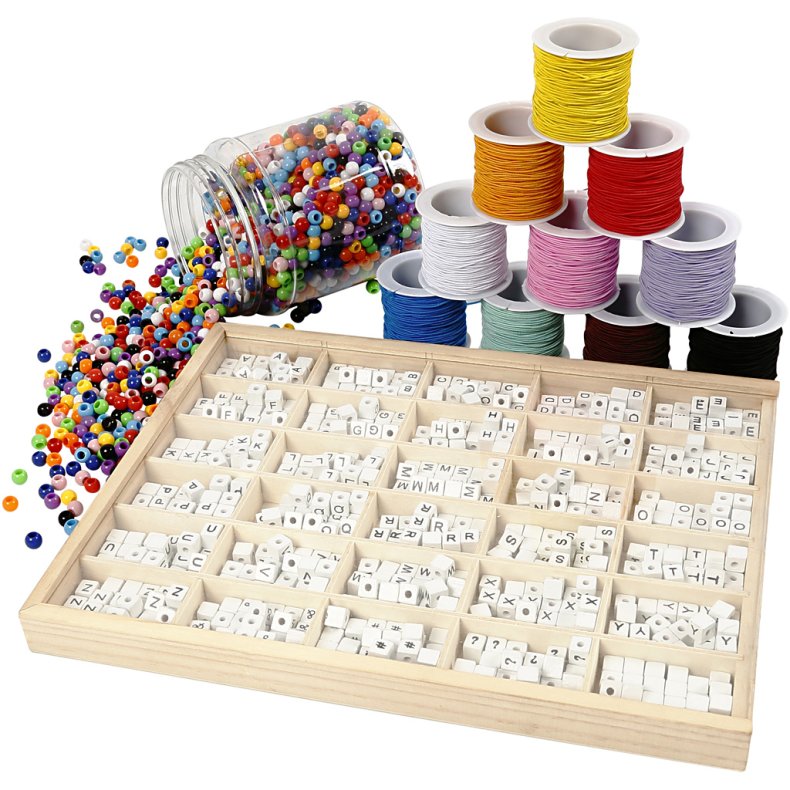 Gruppe DIY Kit Bogstavperler p&aring; armb&aring;nd, 1 s&aelig;t