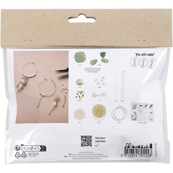 Mini DIY Kit Smykker, Aventurinmix armb&aring;nd og &oslash;reringe, 1 pk.