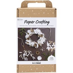 DIY Kit Papirpynt, Krans, hvid, lys natur, 1 pk.