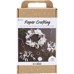 DIY Kit Papirpynt, Krans, hvid, lys natur, 1 pk.