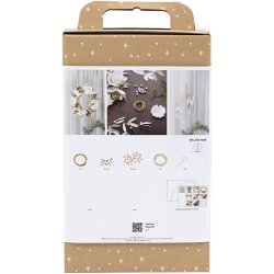 DIY Kit Papirpynt, Krans, hvid, lys natur, 1 pk.