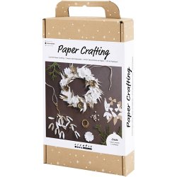 DIY Kit Papirpynt, Krans, hvid, lys natur, 1 pk.