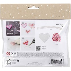 Mini DIY Kit R&oslash;rperler, Julehjerter, pink, lys pink, prim&aelig;r r&oslash;d, hvid, 1 pk.