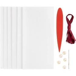 Mini DIY Kit Origami, Duer/stjerner, m&oslash;rk r&oslash;d, r&aring;hvid, 1 pk.