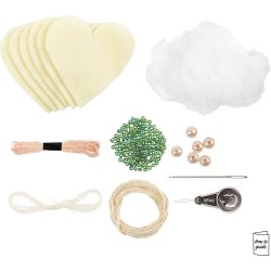 Mini DIY Kit Syning, Hjerter, off white, 1 pk.