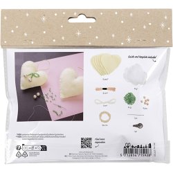 Mini DIY Kit Syning, Hjerter, off white, 1 pk.