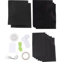 Mini DIY Kit Papirpynt, Flagermus, sort, hvid, 1 pk.