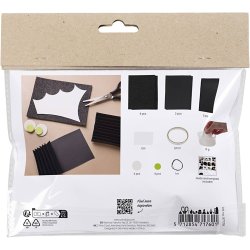 Mini DIY Kit Papirpynt, Flagermus, sort, hvid, 1 pk.