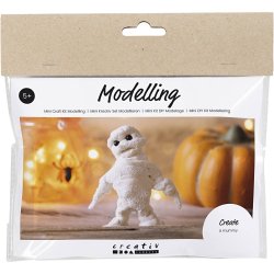 Mini DIY Kit Modellering, Mumie, hvid, 1 pk.