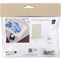 Mini DIY Kit Stempeltryk, Kort med motiv, hvid, off white, 1 pk.
