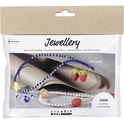Mini DIY Kit Smykker, Halsk&aelig;de og &oslash;reringe, kongebl&aring;, 1 pk.