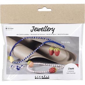 Mini DIY Kit Smykker, Halskæde og øreringe, kongeblå, 1 pk.