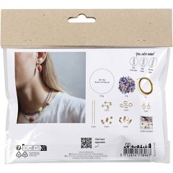 Mini DIY Kit Smykker, Halsk&aelig;de og &oslash;reringe, kongebl&aring;, 1 pk.