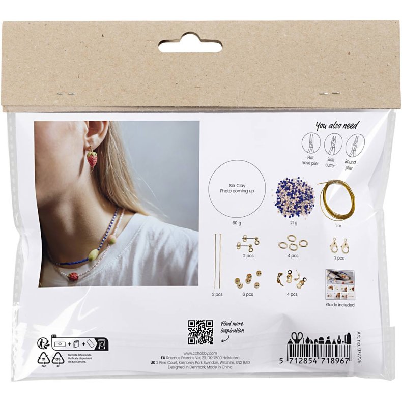 Mini DIY Kit Smykker, Halsk&aelig;de og &oslash;reringe, kongebl&aring;, 1 pk.