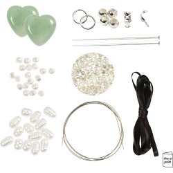 Mini DIY Kit Smykker, Aventurin hjerte, klar, 1 pk.