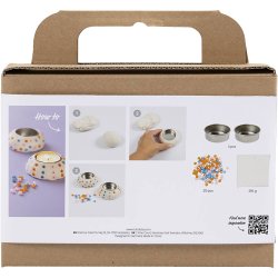 Mini DIY Kit Modellering, Lysestager, hvid, 1 pk.