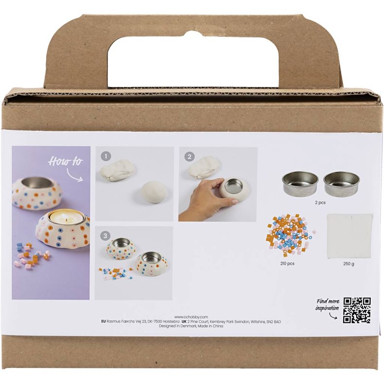 Mini DIY Kit Modellering, Lysestager, hvid, 1 pk.