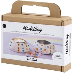 Mini DIY Kit Modellering, Lysestager, hvid, 1 pk.