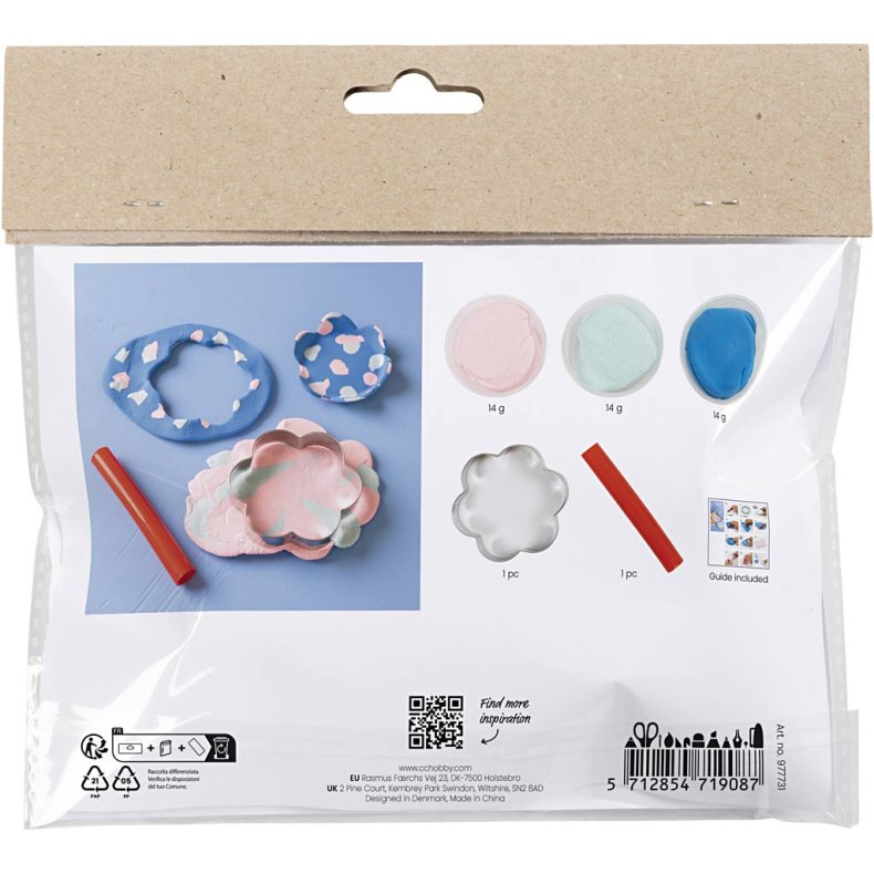 Mini DIY Kit Modellering, Sk&aring;le, pastelbl&aring;, lys pink, 1 pk.