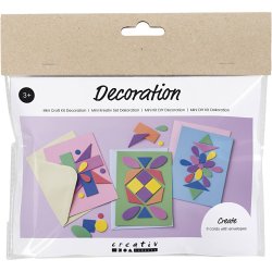 Mini DIY Kit Dekoration, Dekorerede kort, bl&aring;, gr&oslash;n, pink, 1 pk.