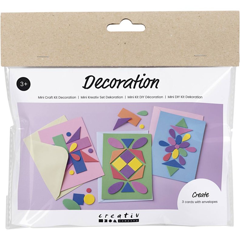 Mini DIY Kit Dekoration, Dekorerede kort , bl&aring;, gr&oslash;n, pink, 1 pk.