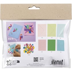 Mini DIY Kit Dekoration, Dekorerede kort, bl&aring;, gr&oslash;n, pink, 1 pk.