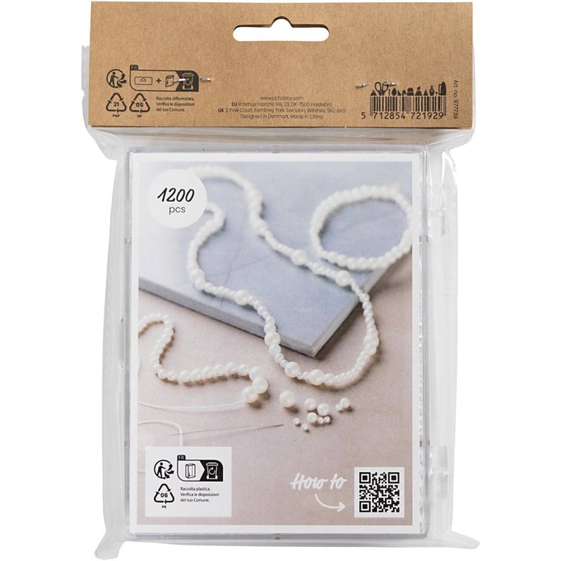 DIY Mix Smykker, Halsk&aelig;de og armb&aring;nd, ca. 1200 stk., hvid perlemor, 1 pk.