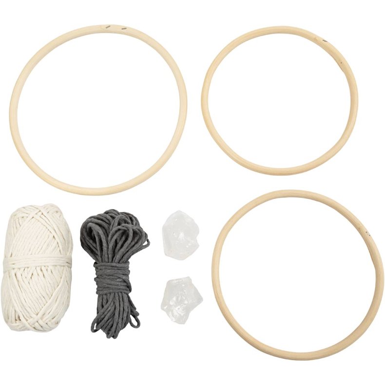 DIY Kit Macram&eacute;, Mobile, gr&aring;, off white, 1 pk.